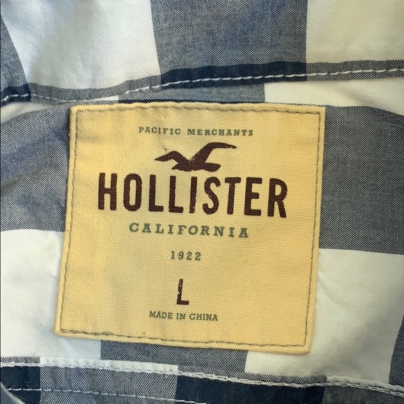 Blue Plaid Hollister Button Down Shirt Size L - Picture 5 of 6
